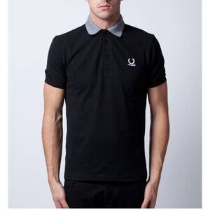 Raf Simons x Fred Terry double layered collar polo, navy, Size 42